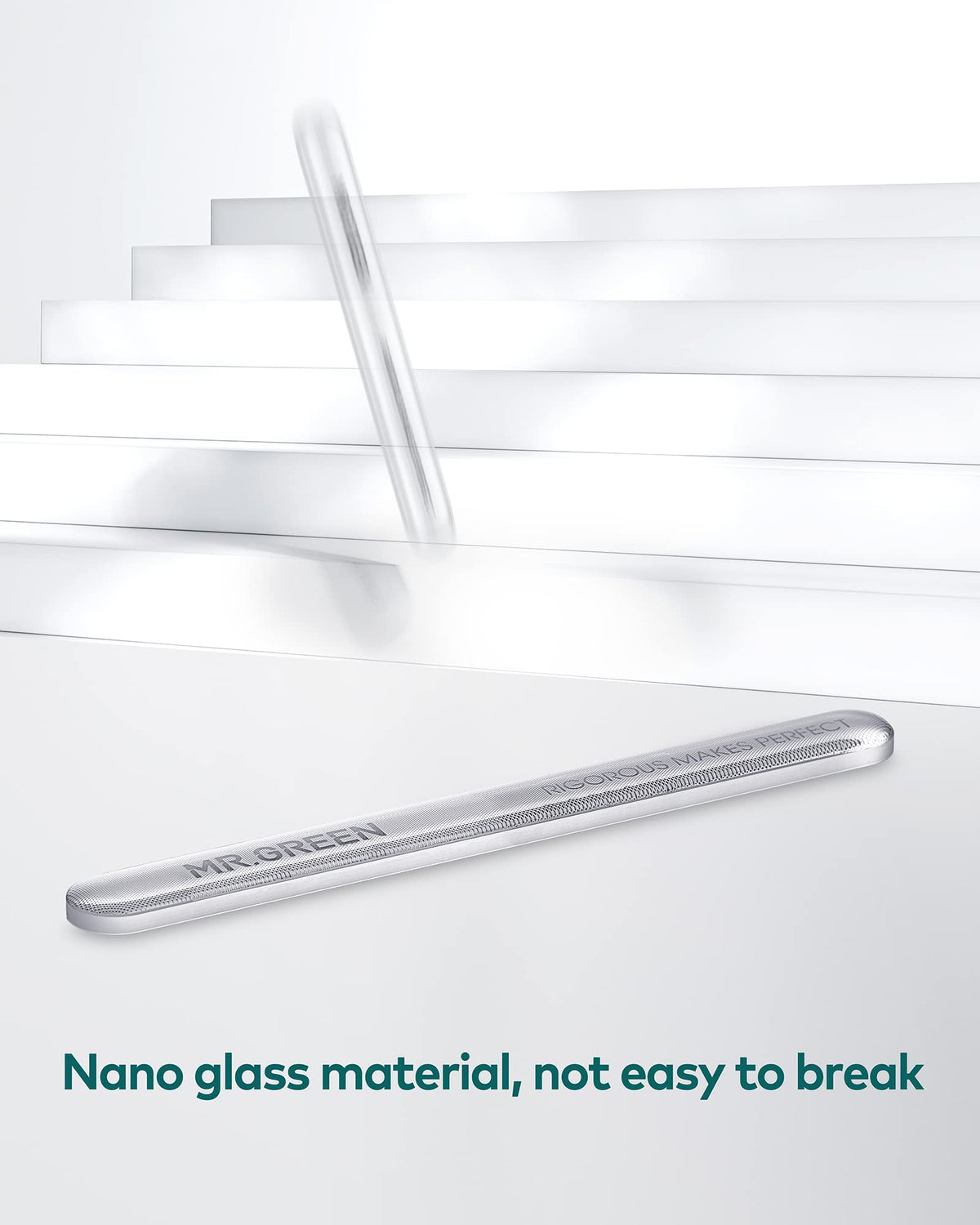 Side view of MR.GREEN Upgraded Glass Nail File showing its thickness