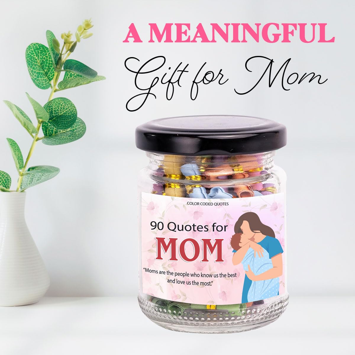 Side view of Musemory Love Notes for Mom jar showcasing its design