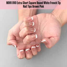 Side view of NOVO OVO Extra Short French Tip Nail Tips