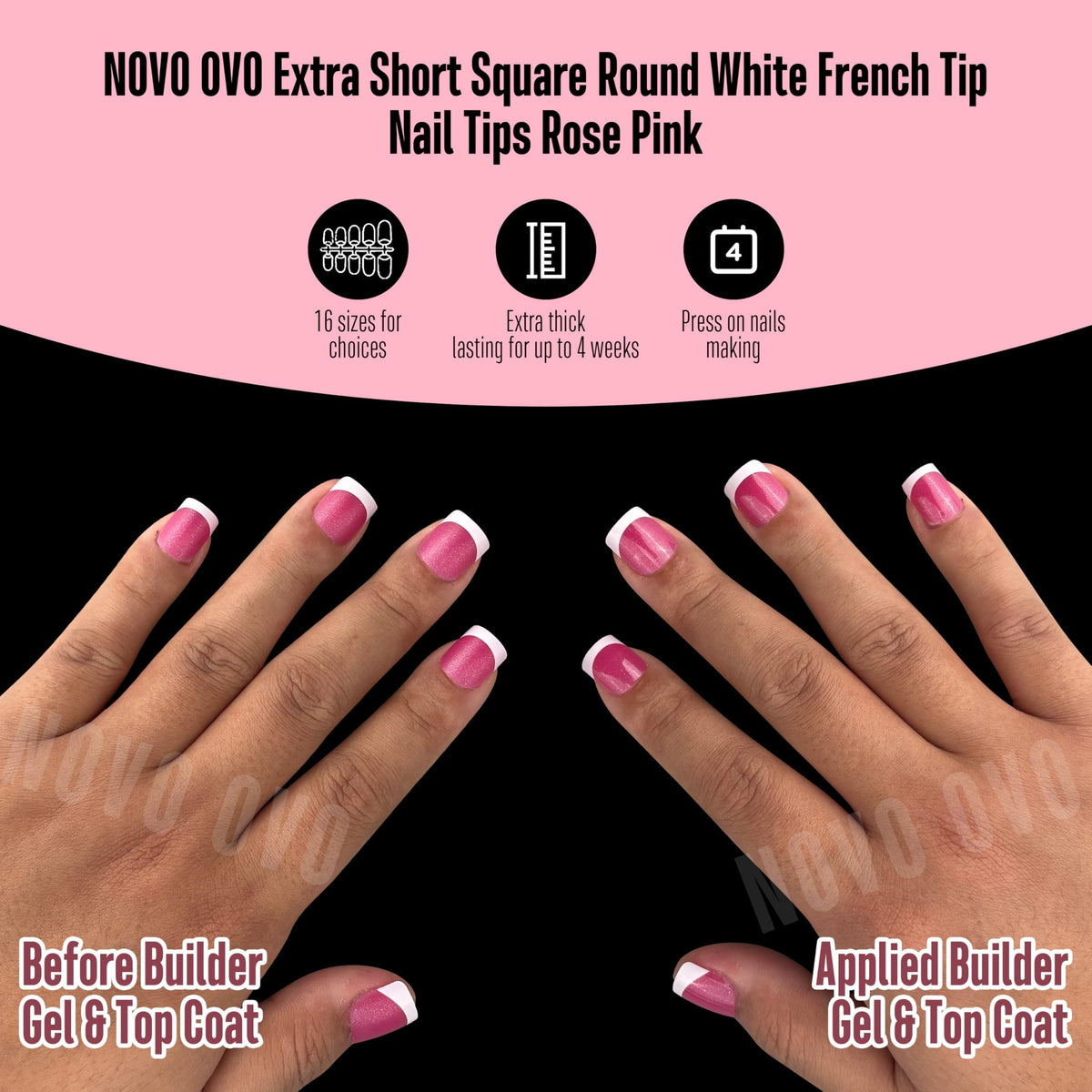 Side view of NOVO OVO Extra Short French Tip Nail Tips