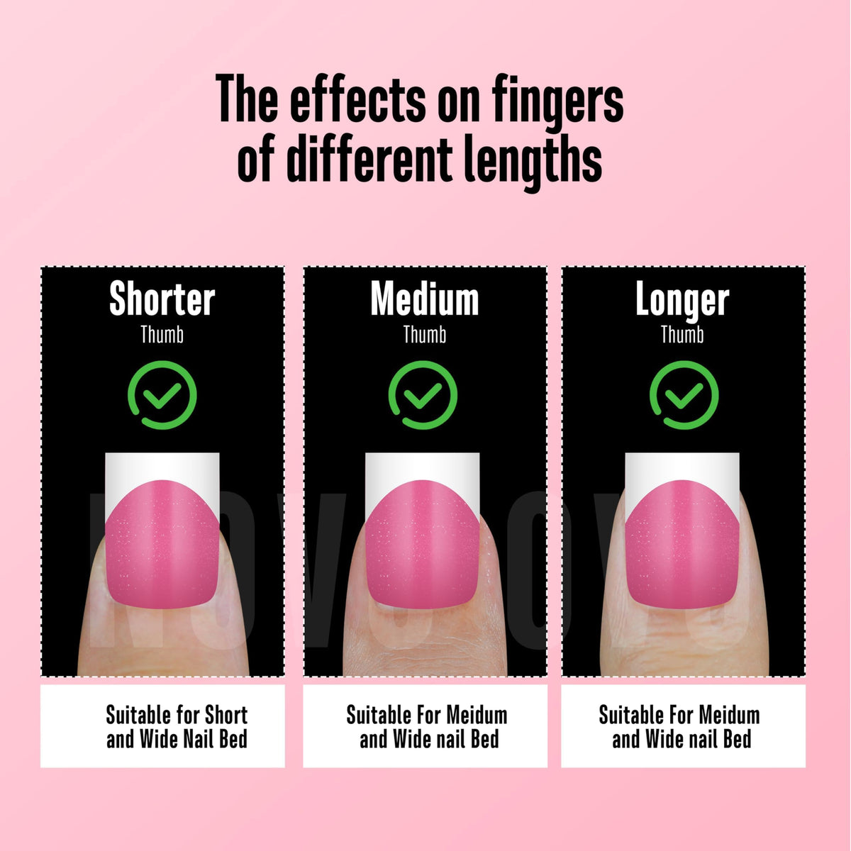 Side view of NOVO OVO nail tips with cuticle end