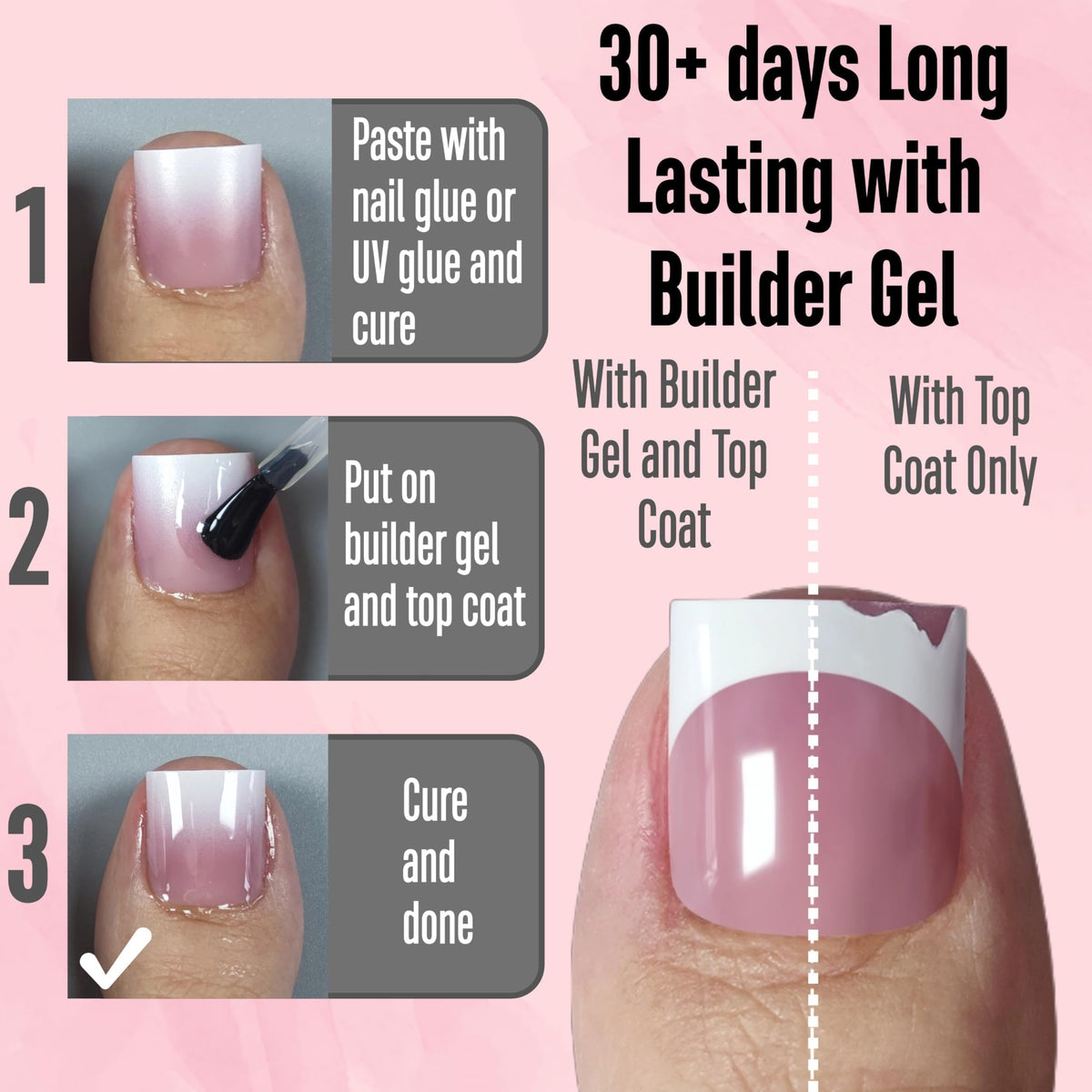 Side view of NOVO OVO Ombre French Tip Press on Toe Nail Tips