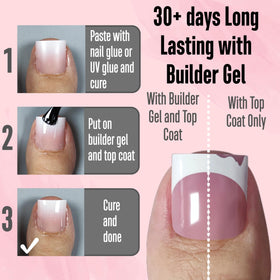 Side view of NOVO OVO Ombre French Tip toenail tips in packaging