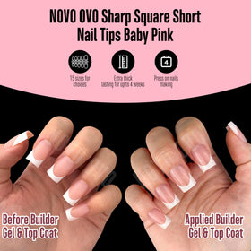 Side view of NOVO OVO Short Sharp Square French Tip Nail Tips