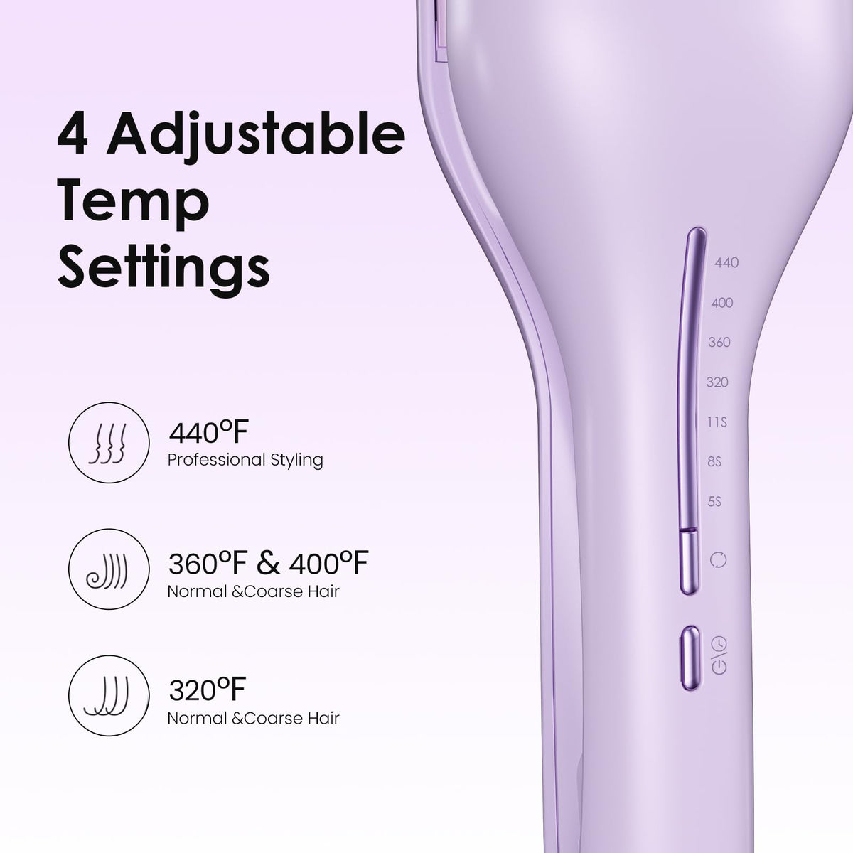 Side view of NOVUS Curling Iron showing ergonomic design