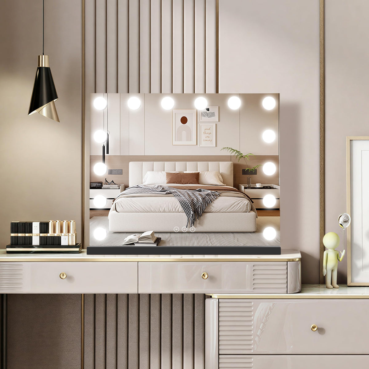 Side view of NUSVAN Vanity Mirror with sturdy frame