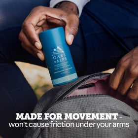 Side view of Oars + Alps Men's Deodorant in packaging