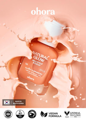 Side view of ohora Natural Glow Milk Syrup Nail Strengthener bottle