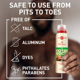 Side view of Old Spice Whole Body Deodorant Spray showing nozzle