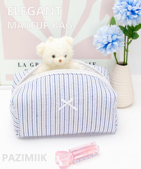 Side view of PAZIMIIK Cozy Makeup Bag with floral pattern