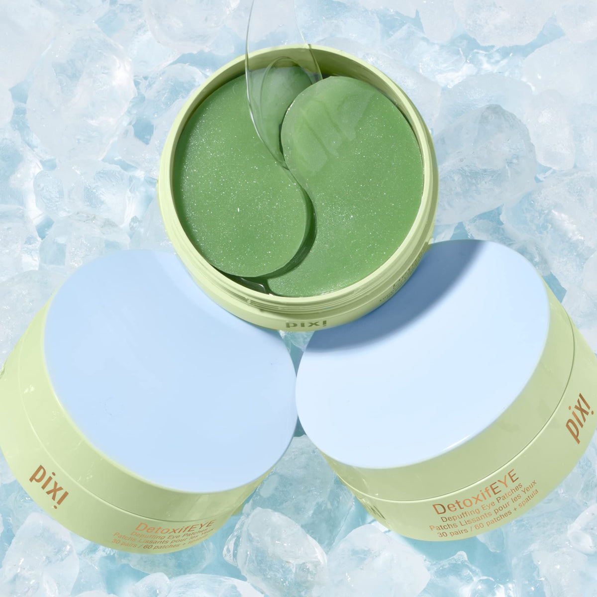 Side view of Pixi DetoxifEYE Hydrogel Eye Patches with cucumber ingredients