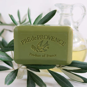 Side view of Pre de Provence soap bar showing its thickness