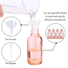 Side view of PrettyCare glass eye dropper bottle showcasing the rose colour