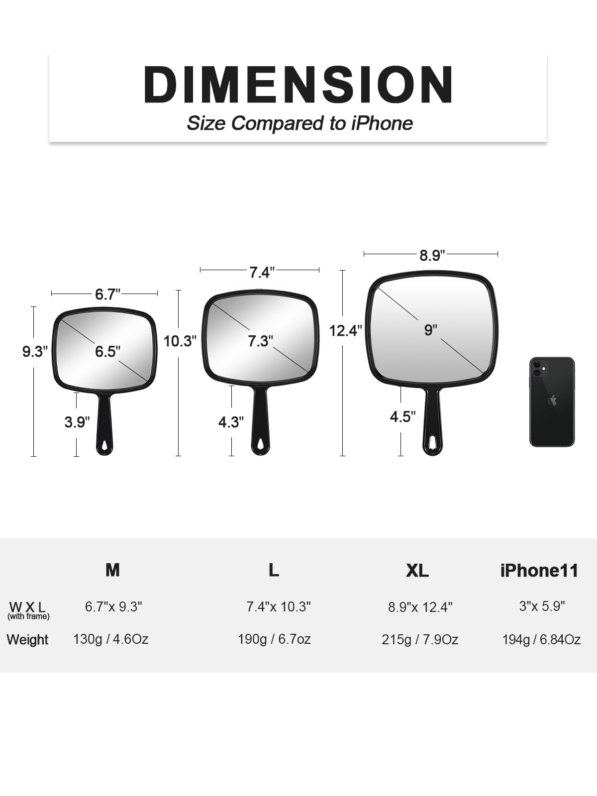 Side view of PROTECLE Hand Mirror showcasing its lightweight design