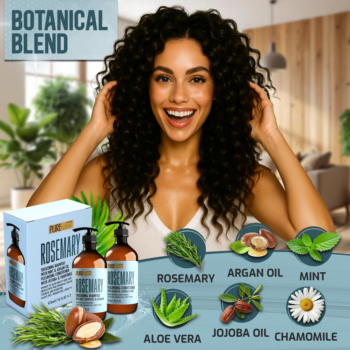 Side view of PURE NATURE LUX SPA Rosemary Conditioner bottle