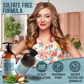 Side view of PURE NATURE LUX SPA Rosemary Shampoo bottle
