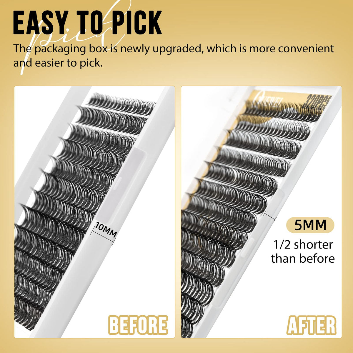 Side view of QUEWEL Lash Clusters tray with easy removal design