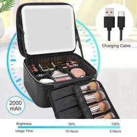 Side view of Relavel Travel Makeup Bag in black