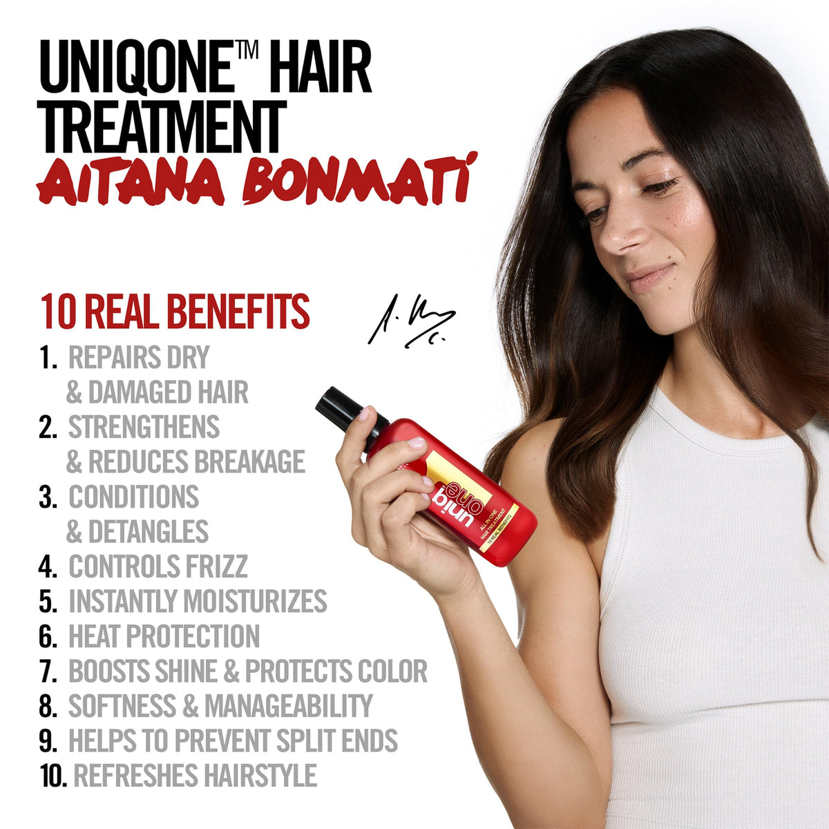 Side view of REVLON PROFESSIONAL UniqOne 10-in-1 Hair bottle