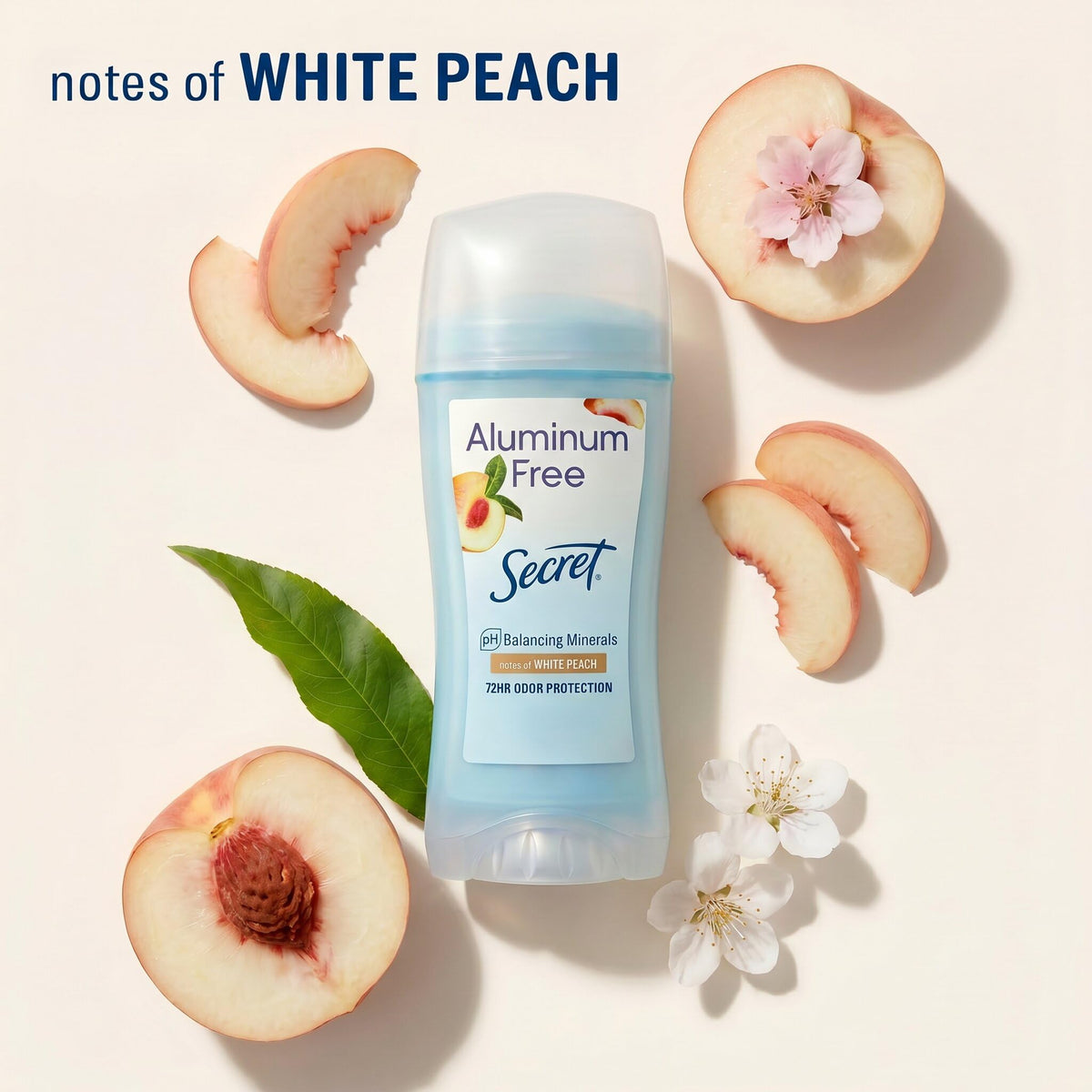 Side view of Secret Aluminum Free Deodorant stick