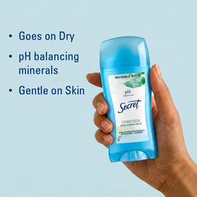Side view of Secret Antiperspirant and Deodorant with shower fresh scent