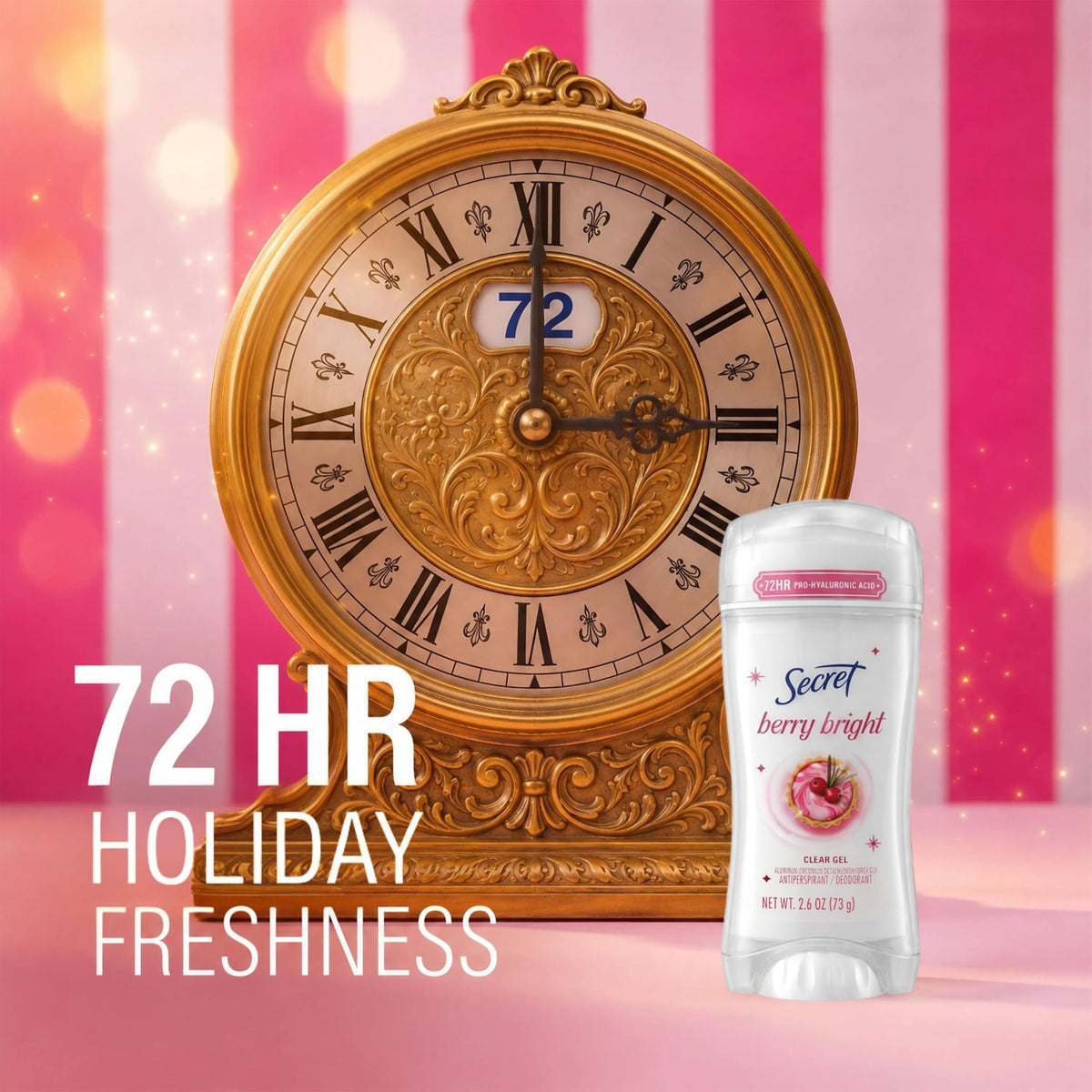 Side view of Secret Antiperspirant Deodorant showing clear gel formula
