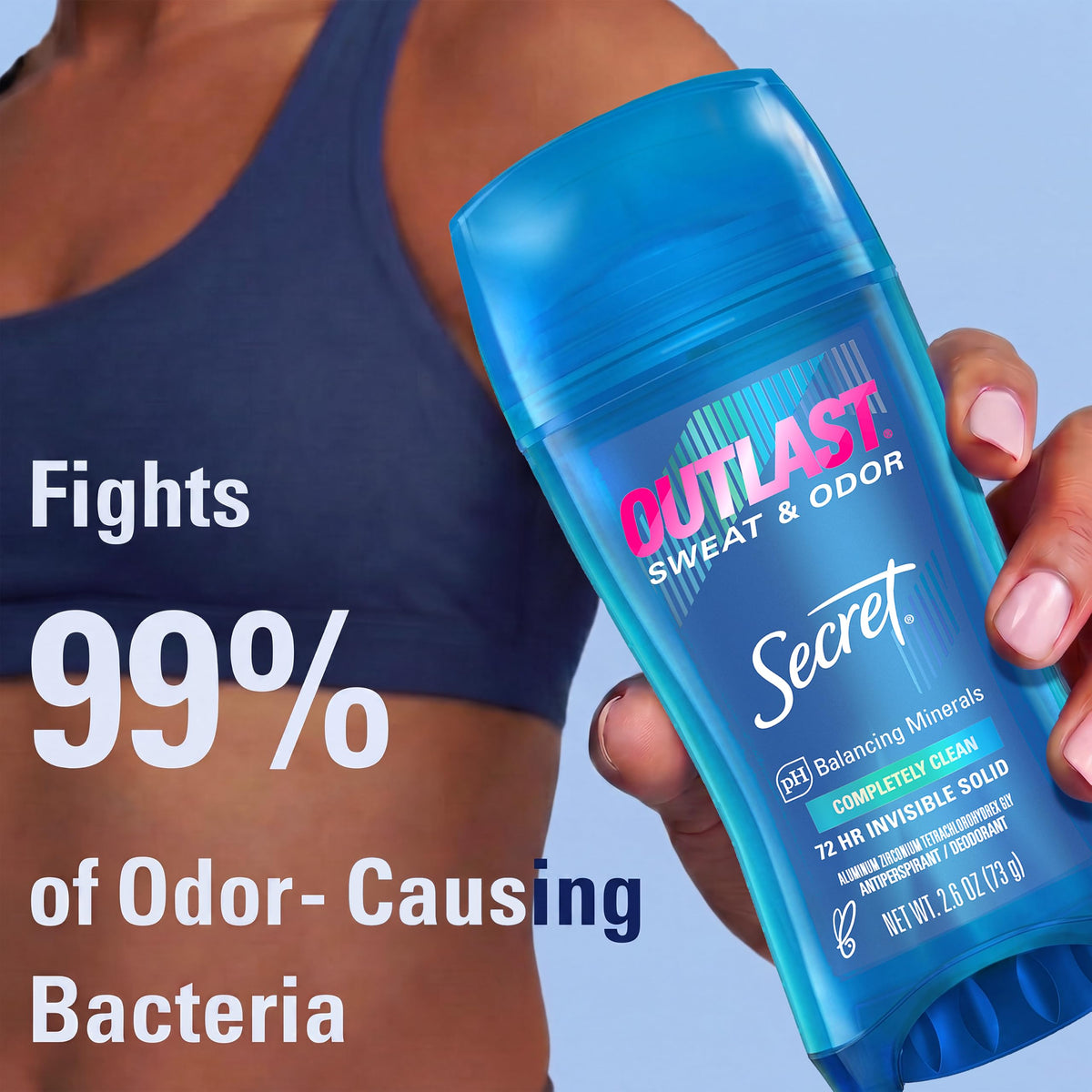 Side view of Secret Outlast Antiperspirant Deodorant stick