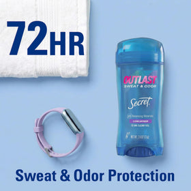 Side view of Secret Outlast Antiperspirant Deodorant with label details