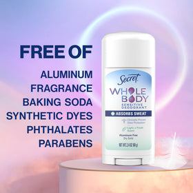 Side view of Secret Whole Body Deodorant Stick with cap