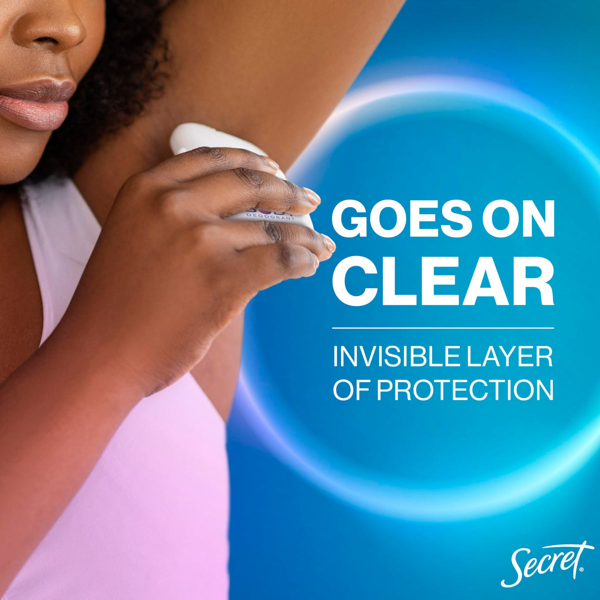 Side view of Secret Whole Body Deodorant Stick with cap off