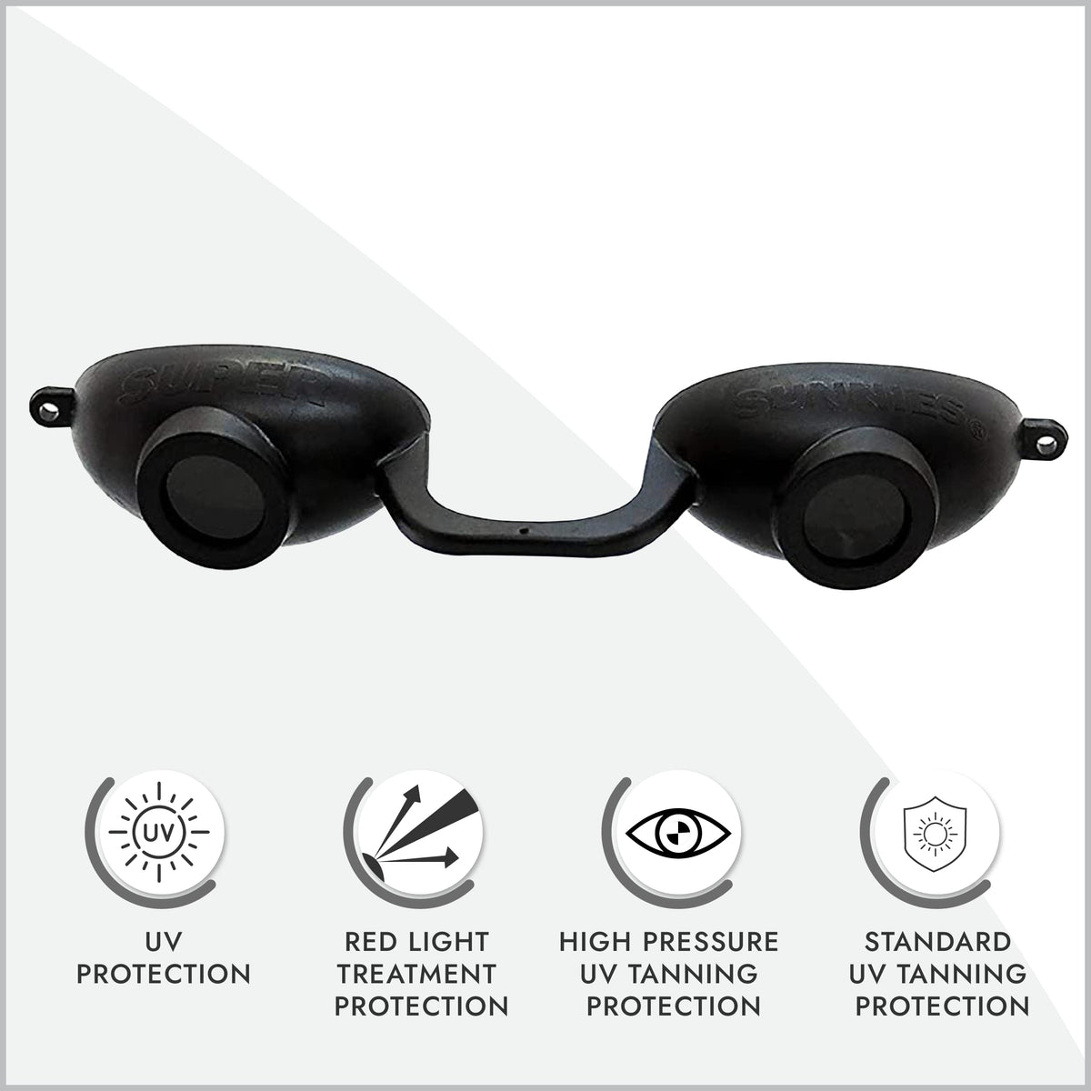 Side view of Super Sunnies tanning bed goggles