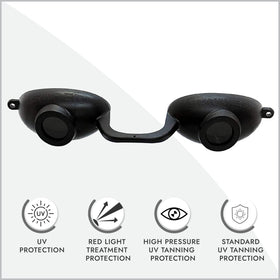 Side view of Super Sunnies tanning bed goggles