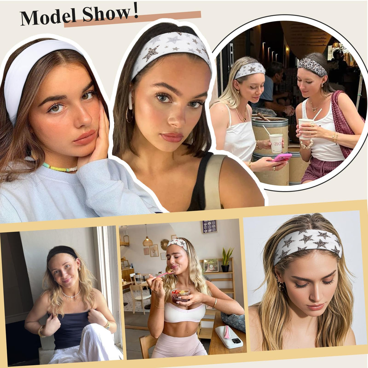 Side view of TERSE stretchy headband worn by a model