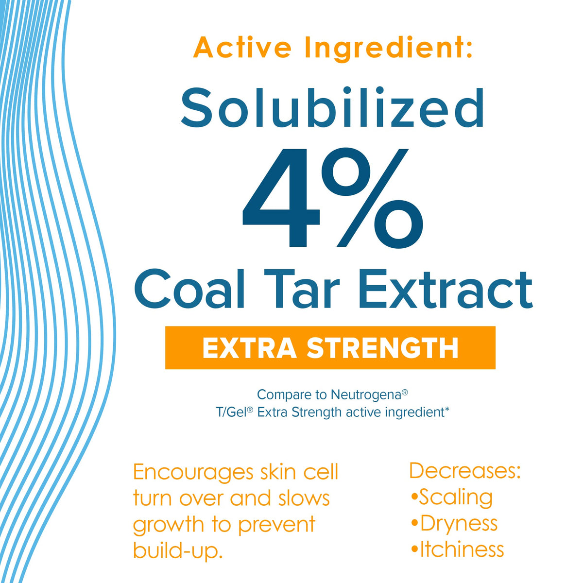 Side view of True+Real Coal Tar Anti-Dandruff Shampoo 6 oz bottle showing label