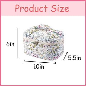 Side view of uekeboag Large Travel Quilted Makeup Bag showing zipper