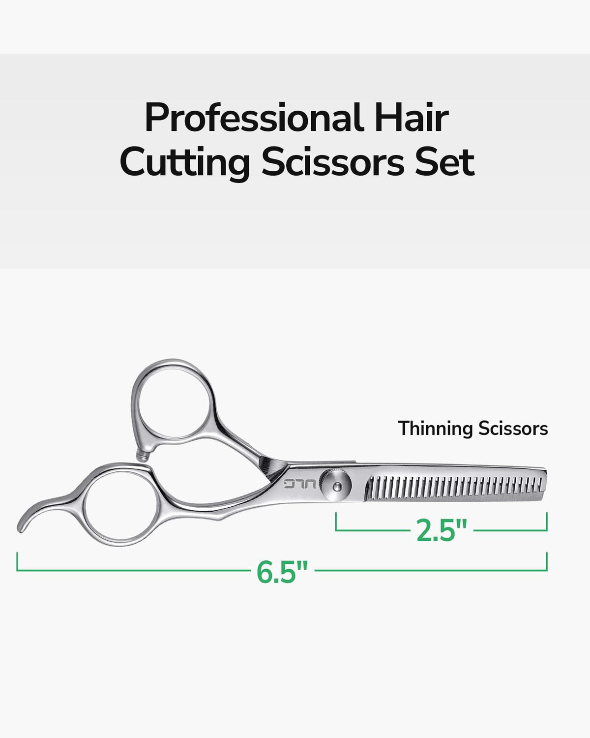 Side view of ULG Hair Thinning Scissors with ergonomic grip