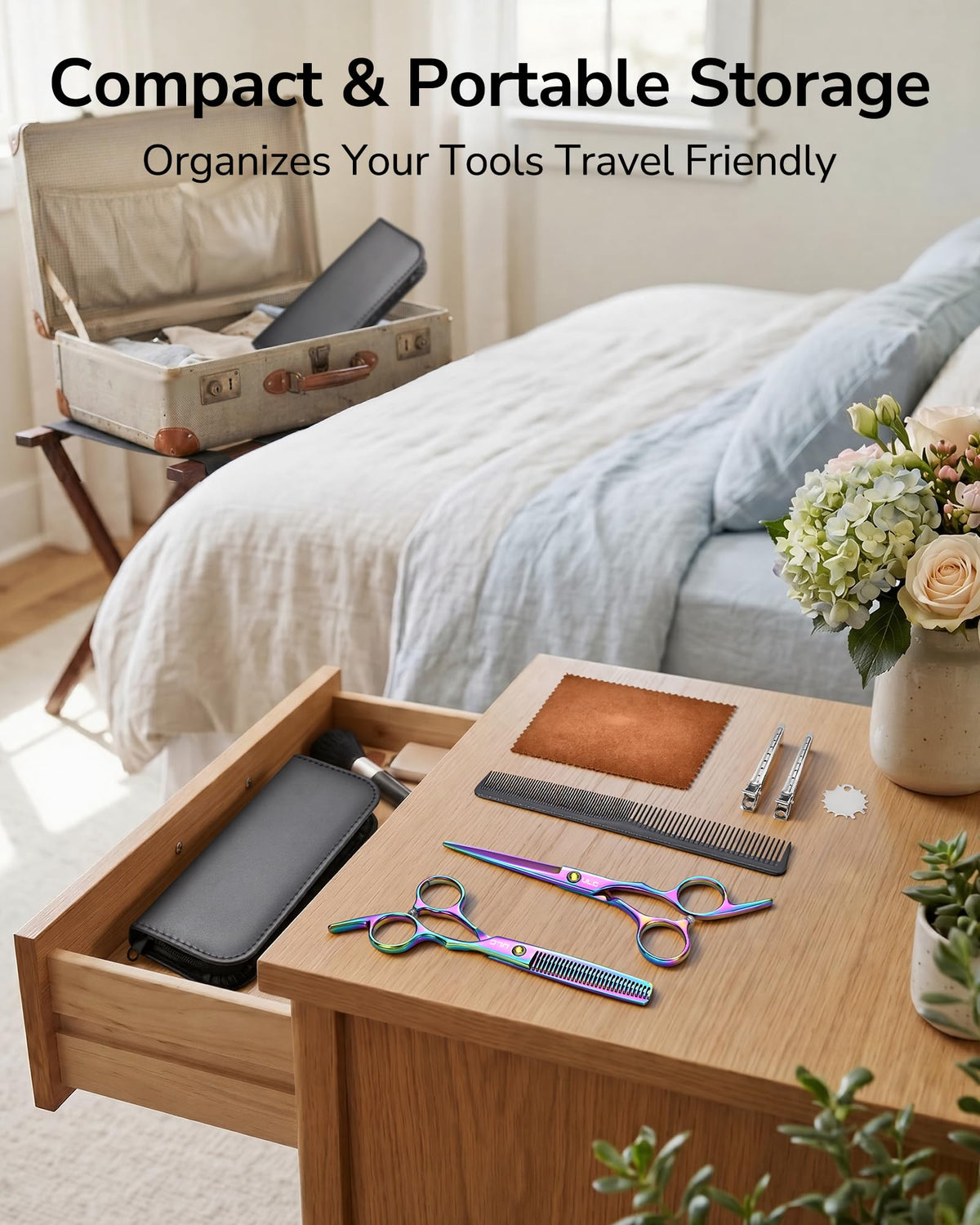 Side view of ULG thinning shears with ergonomic handle