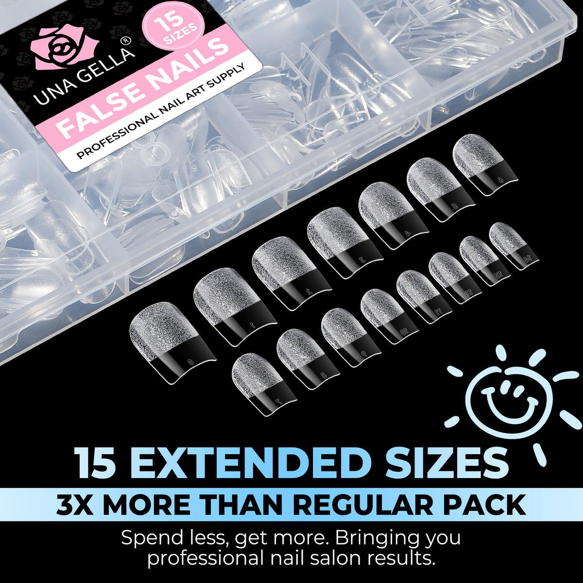 Side view of UNA GELLA Short Square Gel Nail Tips showing thickness