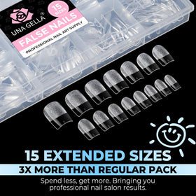 Side view of UNA GELLA Short Square Gel Nail Tips showing thickness