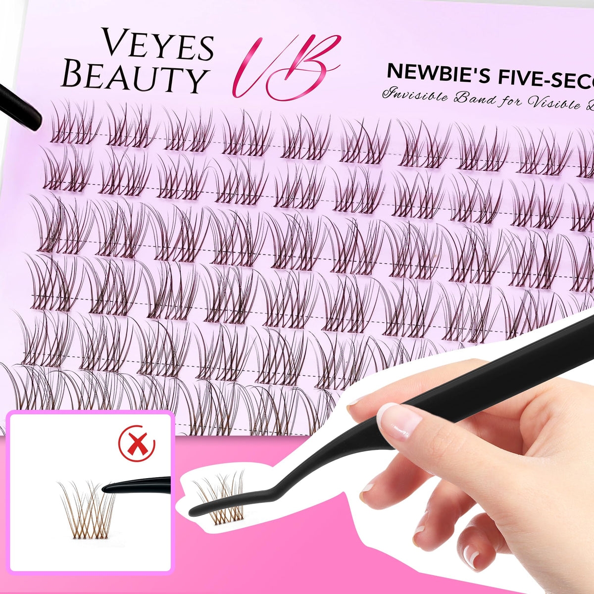Side view of VEYESBEAUTY lash clusters in use