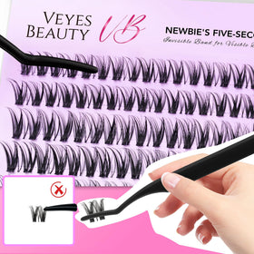 Side view of VEYESBEAUTY Ribbon Lash Clusters in lash tray