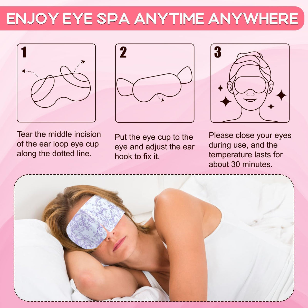 Side view of XPCARE Steam Eye Mask with steam visible