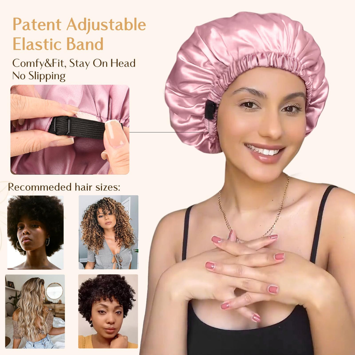 Side view of YANIBEST satin bonnet showcasing soft material