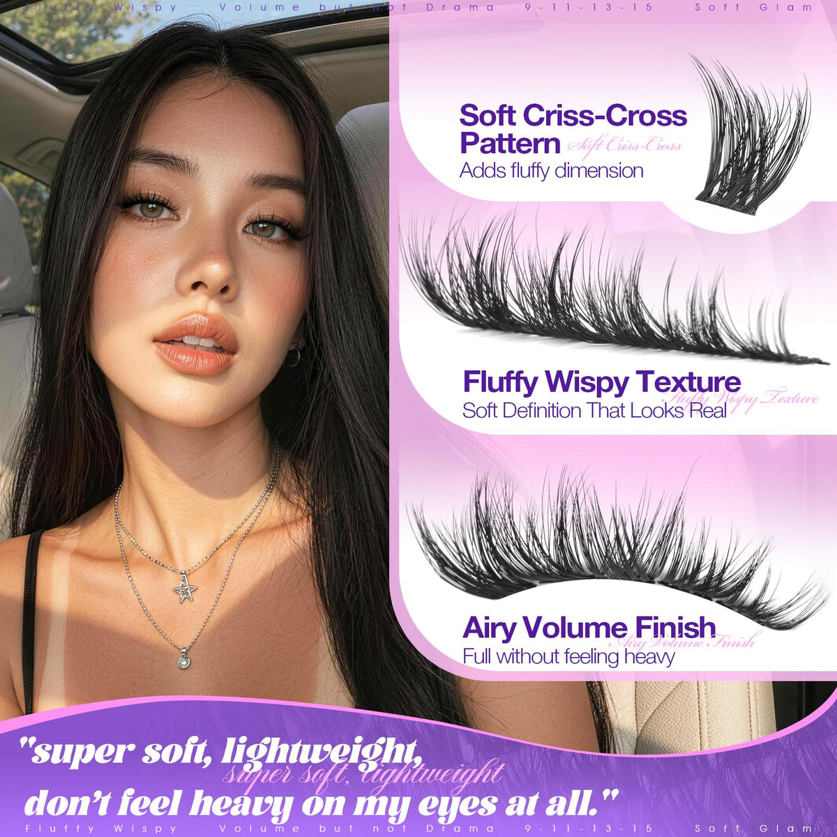 Side view of Yawamica Fluffy Lash Clusters