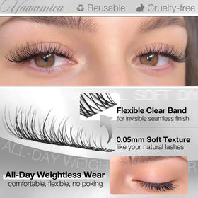 Side view of Yawamica lash clusters applied