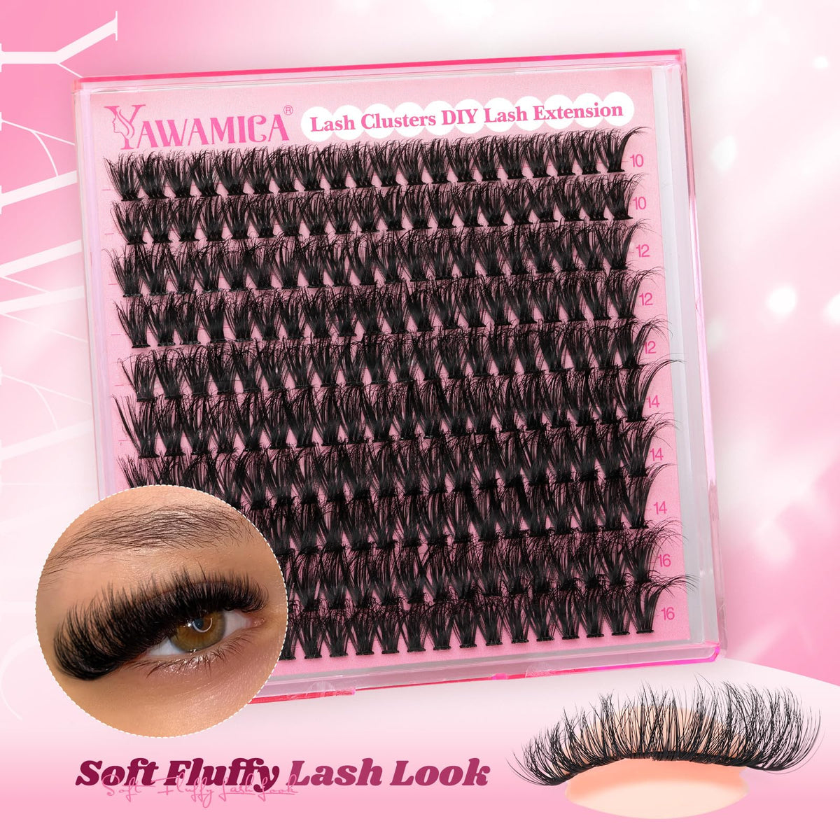 Side view of Yawamica Natural Fluffy Lash Clusters