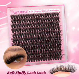 Side view of Yawamica Natural Fluffy Lash Clusters