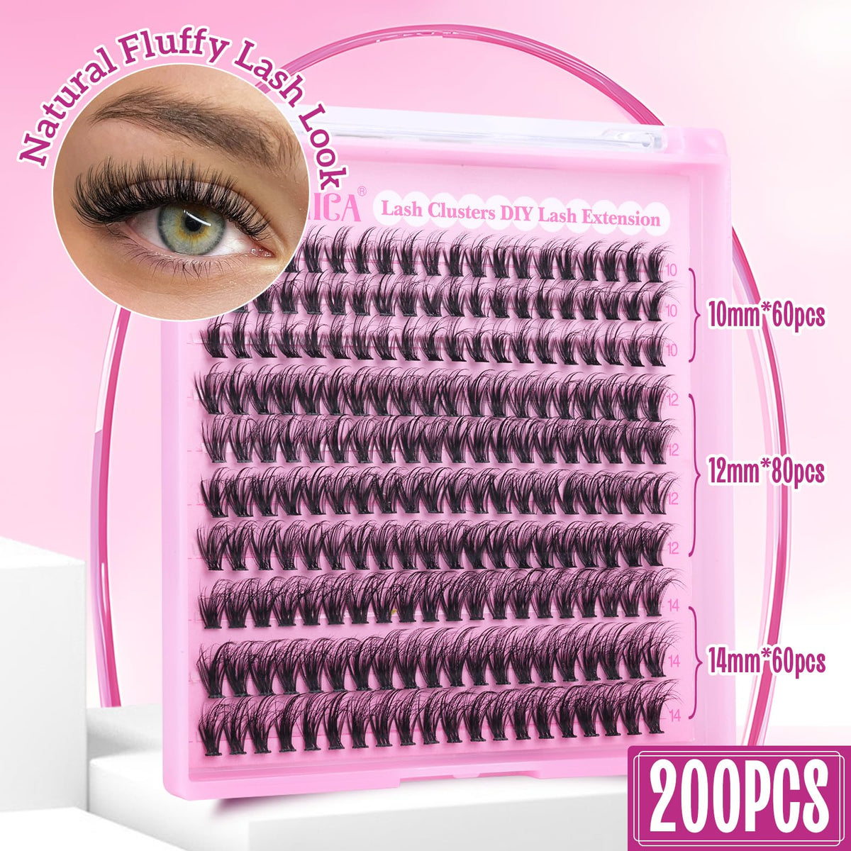 Side view of Yawamica Wispy Lash Clusters