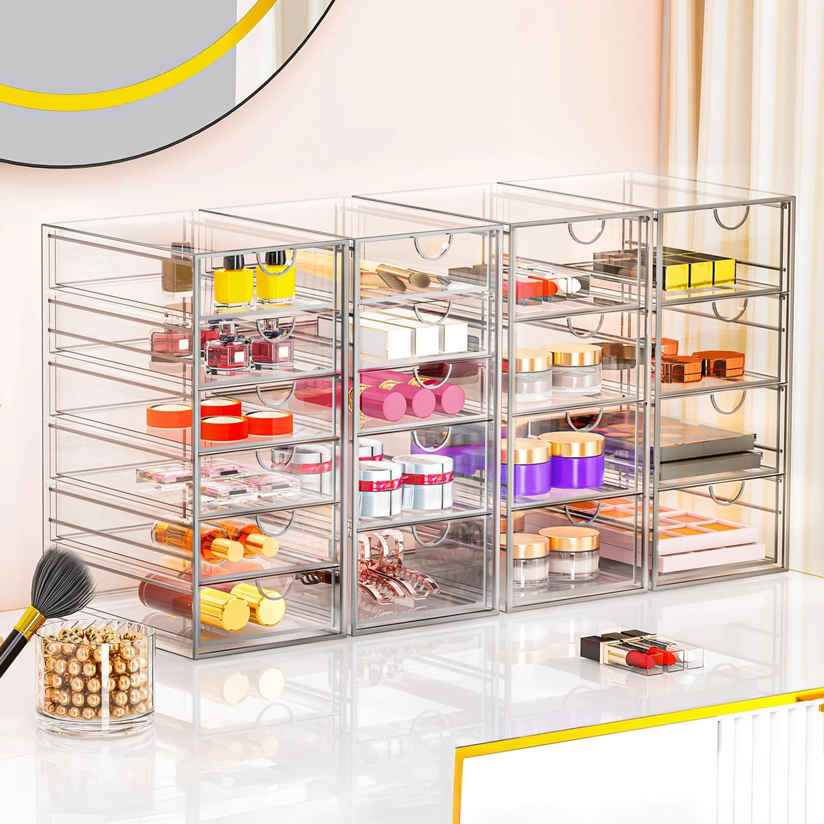 Side view of YFXCVSL Acrylic Makeup Organizer