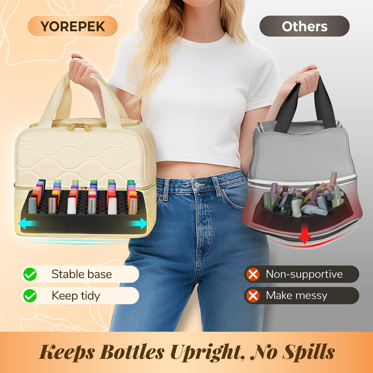 Side view of YOREPEK Nail Polish Organizer showing compact design